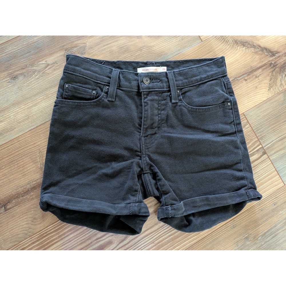 Levi's Mid Length Black Label Denim Jean Cuffed Shorts